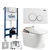 Комплект унитаза Timo TWC-01+FP-001W+TK-603+TE-720 умная электронная крышка биде c подогревом с инсталляцией, клавишей смыва KULO