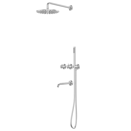 Душевая система ABBER Wasser Kreis 316 AF8150BST скрытого монтажа с изливом, термостат, сталь брашированная Душевая система ABBER Wasser Kreis 316 AF8150BST скрытого монтажа с изливом, термостат, сталь брашированная