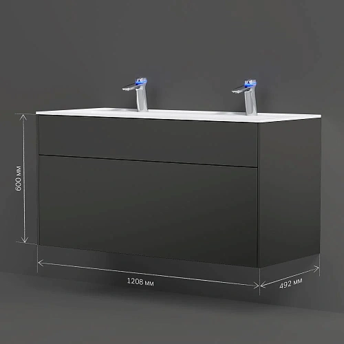 Тумба под раковину AM.PM Inspire V2.0 M50AFHX1203GM подвесная, 120 см, push-to-open, графит мато Тумба под раковину AM.PM Inspire V2.0 M50AFHX1203GM подвесная, 120 см, push-to-open, графит мато