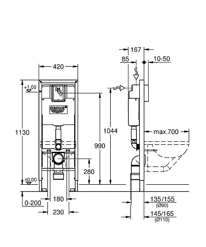 Инсталляция для унитаза GROHE Rapid SL (38675001)для людей с ограниченными возможностями Инсталляция для унитаза GROHE Rapid SL (38675001)для людей с ограниченными возможностями