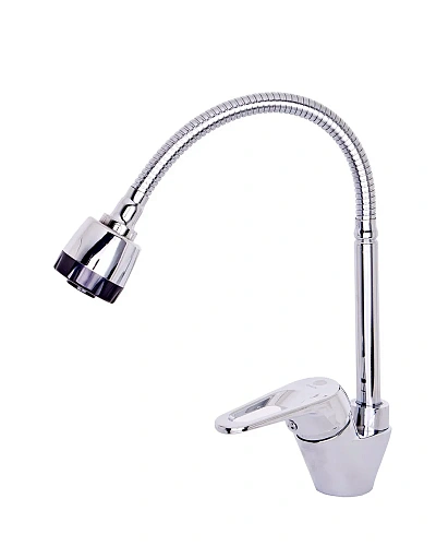 Смеситель для кухни OneLife P11-004cr полимерный с гибким изливом, хром Смеситель для кухни OneLife P11-004cr полимерный с гибким изливом, хром