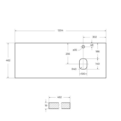 Столешница BelBagno EK-120-AS-BL-R Bianco Lucido 1204x462 Столешница BelBagno EK-120-AS-BL-R Bianco Lucido 1204x462