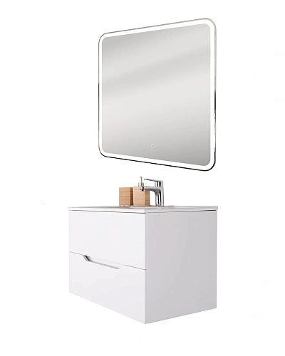 Тумба с раковиной Orange Line Li-80Tuw+Ra подвесная, белый матовый Тумба с раковиной Orange Line Li-80Tuw+Ra подвесная, белый матовый