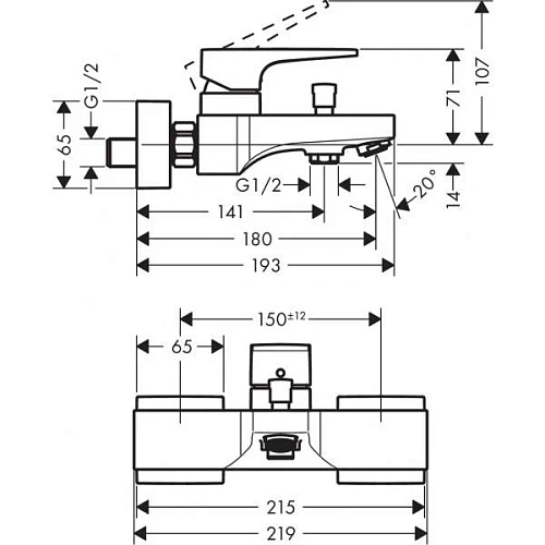 Смеситель для ванны hansgrohe Metropol 32540000 Смеситель для ванны hansgrohe Metropol 32540000