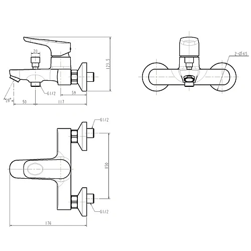 Смеситель для ванны Swedbe Ares 1930 Смеситель для ванны Swedbe Ares 1930