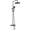 Душевая система AQUAme AQM8008GM с термостатом, Ø250, лейка 3 реж, высота 1100-1500мм, Gun metal