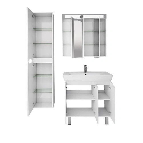 Тумба под раковину DREJA Q PLUS (D), 80 см, подвесная/напольная, 3 дверцы, с опорами, белый глянец 9 99.1006 Тумба под раковину DREJA Q PLUS (D), 80 см, подвесная/напольная, 3 дверцы, с опорами, белый глянец 9 99.1006