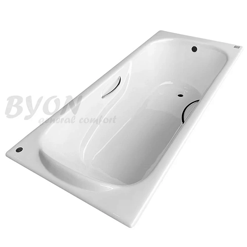 Ванна чугунная Byon Christa 180 x 80 см с ручками, прямоугольная, белый, Н0000307 Ванна чугунная Byon Christa 180 x 80 см с ручками, прямоугольная, белый, Н0000307