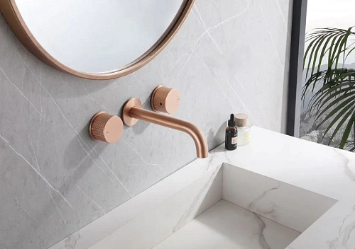 Смеситель для раковины ABBER Wasser Kreis AF81122MRG скрытого монтажа, розовое золото матовое Смеситель для раковины ABBER Wasser Kreis AF81122MRG скрытого монтажа, розовое золото матовое