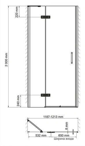 Душевая дверь Wasserkraft Aller 10H 10H05-SPL Душевая дверь Wasserkraft Aller 10H 10H05-SPL