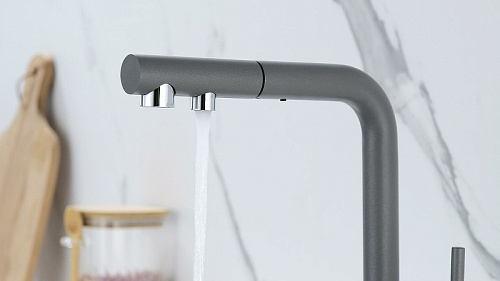 Смеситель для кухни Paulmark SERPENTINE серый металлик Se213222-GRM Смеситель для кухни Paulmark SERPENTINE серый металлик Se213222-GRM