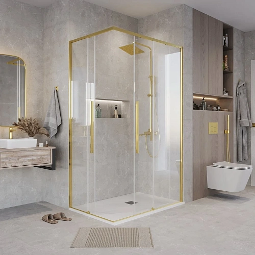 Душевой уголок GROSSMAN Galaxy 1/2.K33.01.11.32.00-1/2.K33.01.90.32.00 (110х90х195) раздвижная,золото сатин,стекло прозрачное Душевой уголок GROSSMAN Galaxy 1/2.K33.01.11.32.00-1/2.K33.01.90.32.00 (110х90х195) раздвижная,золото сатин,стекло прозрачное