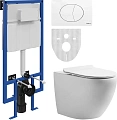 Комплект Унитаз подвесной STWORKI Кронборг KR-01up безободковый + Система инсталляции для унитазов S 555181 Комплект Унитаз подвесной STWORKI Кронборг KR-01up безободковый + Система инсталляции для унитазов S 555181
