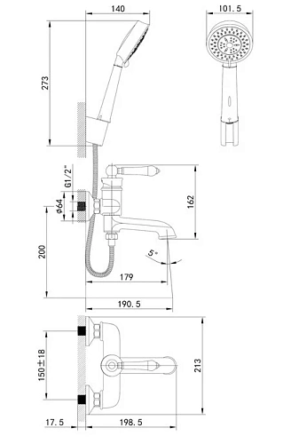 Смеситель для ванны Iddis Oxford OXFSB02i02, хром/белый, с душевым гарнитуром Смеситель для ванны Iddis Oxford OXFSB02i02, хром/белый, с душевым гарнитуром
