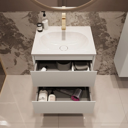 Тумба под раковину Vincea Welle 600 подвесная, белый матовый софт-тач Тумба под раковину Vincea Welle 600 подвесная, белый матовый софт-тач