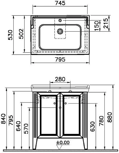 Тумба с раковиной Vitra Valarte 62154, 80 см серая матовая Тумба с раковиной Vitra Valarte 62154, 80 см серая матовая