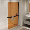 Душевая перегородка Vincea Walk-In VSW-1HR900GSB 900x2000 черный, стекло янтарь