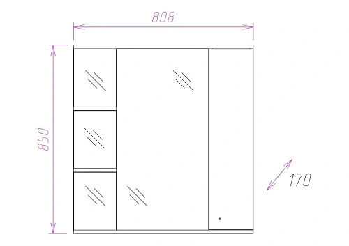 Зеркальный шкаф Onika ЭЛЬБРУС 80.02 левый 208021 Зеркальный шкаф Onika ЭЛЬБРУС 80.02 левый 208021