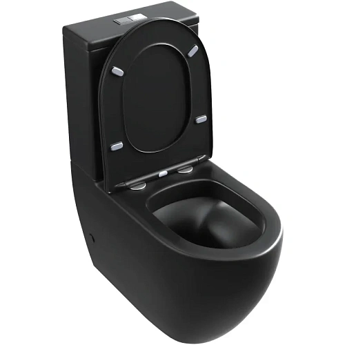 Унитаз напольный GROSSMAN GR-4446BMS 675x360x820 черный матовый безободковый с тонкой крышкой Унитаз напольный GROSSMAN GR-4446BMS 675x360x820 черный матовый безободковый с тонкой крышкой