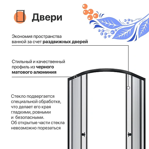 Душевой уголок DIWO Псков 100x100 профиль черный матовый 570902 Душевой уголок DIWO Псков 100x100 профиль черный матовый 570902