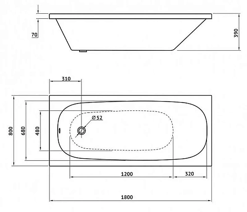 Акриловая ванна BERGES NELU 180x80 с каркасом 050024 Акриловая ванна BERGES NELU 180x80 с каркасом 050024