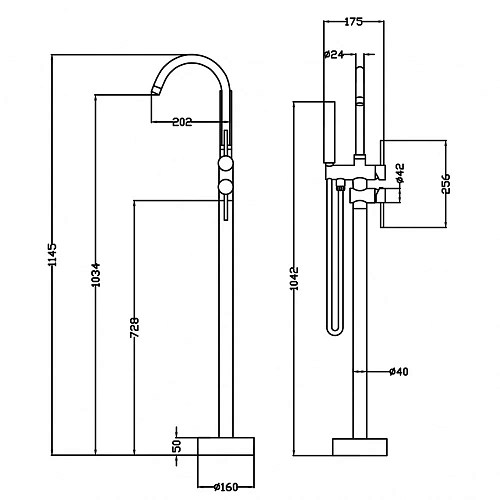 Смеситель для ванны Swedbe Spira 4004 напольный Смеситель для ванны Swedbe Spira 4004 напольный