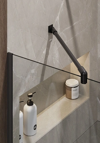 Душевая перегородка Timo TP-890/03C-8 в узком профиле черный 1950x890, стекло прозрачное 8 мм Душевая перегородка Timo TP-890/03C-8 в узком профиле черный 1950x890, стекло прозрачное 8 мм