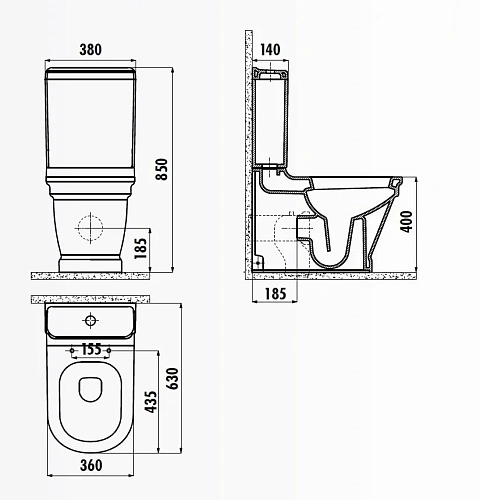 Чаша напольного унитаза Creavit Antik AN360-11CB00E-0000 Чаша напольного унитаза Creavit Antik AN360-11CB00E-0000