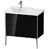 Тумба под раковину Duravit XVIU XV44940B140 напольная 80 см черный глянцевый