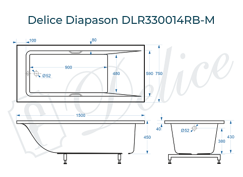 Ванна из искусственного камня Delice Diapason 150х75 DLR330014RB-M с черными ручками, матовая Ванна из искусственного камня Delice Diapason 150х75 DLR330014RB-M с черными ручками, матовая