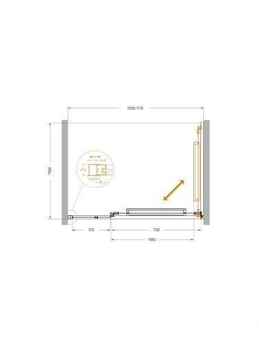 Душевая дверь CEZARES LUX-B-FS-11-110-C-GM 110 см, профиль оружейная сталь, стекло прозрачное Душевая дверь CEZARES LUX-B-FS-11-110-C-GM 110 см, профиль оружейная сталь, стекло прозрачное