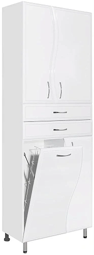 Шкаф-пенал Style Line Волна 70 ЛС-000010050 2 ящика, с бельевой корзиной, белый Шкаф-пенал Style Line Волна 70 ЛС-000010050 2 ящика, с бельевой корзиной, белый