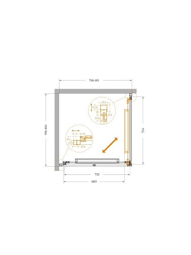 Душевой уголок CEZARES LUX-A-FS-1-80-C-CR 80x80 см, профиль хром, стекло прозрачное Душевой уголок CEZARES LUX-A-FS-1-80-C-CR 80x80 см, профиль хром, стекло прозрачное