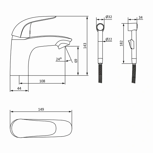 Смеситель для раковины Damixa Eclipse 310300001 с гигиеническим душем, хром Смеситель для раковины Damixa Eclipse 310300001 с гигиеническим душем, хром