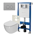 Комплект инсталляции Point Элемент PN45120 с клавишей смыва Виктория, нержавеющая сталь, сталь брашированная, PN44061SB и унитазом Афина с сиденьем микролифт PN41041 Комплект инсталляции Point Элемент PN45120 с клавишей смыва Виктория, нержавеющая сталь, сталь брашированная, PN44061SB и унитазом Афина с сиденьем микролифт PN41041