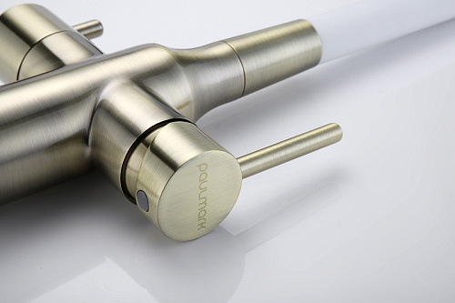 Смеситель для кухни Paulmark Salix бронза белый шланг Sa213419-BRw Смеситель для кухни Paulmark Salix бронза белый шланг Sa213419-BRw