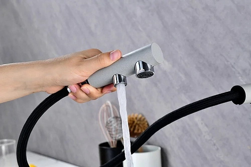 Смеситель для кухни Paulmark SERPENTINE серый дым Se213222-GRS Смеситель для кухни Paulmark SERPENTINE серый дым Se213222-GRS