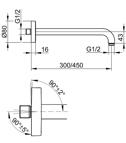 Кронштейн верхнего душа Keuco IXMO 51688370300 Кронштейн верхнего душа Keuco IXMO 51688370300
