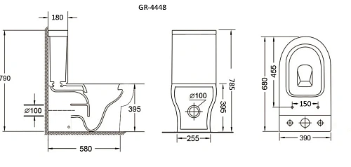 Унитаз напольный GROSSMAN GR-4448S 640x360x830 из с тонкой крышкой Унитаз напольный GROSSMAN GR-4448S 640x360x830 из с тонкой крышкой