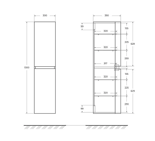 Шкаф-пенал VAGUE CEZARES 44323 Antacite Antacite 300x390 подвесной Шкаф-пенал VAGUE CEZARES 44323 Antacite Antacite 300x390 подвесной