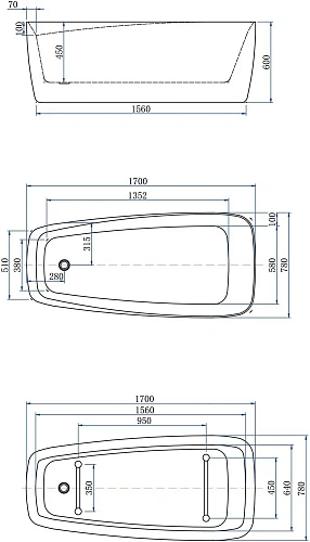 Ванна отдельностоящая Aquanet Trend 170x78 90778 Matt Finish акриловая 90778-MW Ванна отдельностоящая Aquanet Trend 170x78 90778 Matt Finish акриловая 90778-MW
