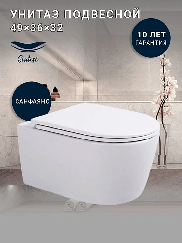 Унитаз подвесной Sintesi DANTE SIN-TS-DNT-191 безободковый с крышкой-сиденьем дюропласт, микролифт Унитаз подвесной Sintesi DANTE SIN-TS-DNT-191 безободковый с крышкой-сиденьем дюропласт, микролифт