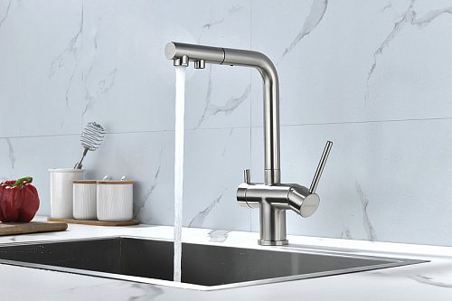 Смеситель для кухни Paulmark SERPENTINE брашированная сталь Se213222-BS Смеситель для кухни Paulmark SERPENTINE брашированная сталь Se213222-BS