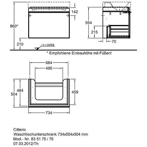 Тумба под раковину Geberit Citterio 500.557.JJ.1 73,4 см Тумба под раковину Geberit Citterio 500.557.JJ.1 73,4 см