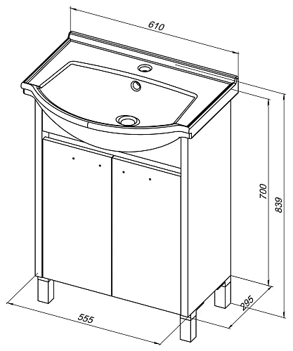 Тумба под раковину Aquanet Донна 60 белый дуб/белый (2 дверцы) 00273996 Тумба под раковину Aquanet Донна 60 белый дуб/белый (2 дверцы) 00273996