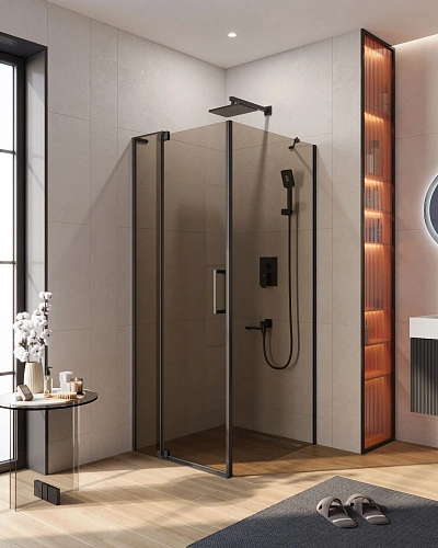 Душевой уголок CEZARES SLIDER-AH-1-90-70/80-BR-NERO 70-80x90см стекло тонированное (бронза), профиль черный Душевой уголок CEZARES SLIDER-AH-1-90-70/80-BR-NERO 70-80x90см стекло тонированное (бронза), профиль черный