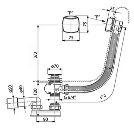 Слив-перелив Ravak хpом II (квадратный) X01507 Слив-перелив Ravak хpом II (квадратный) X01507