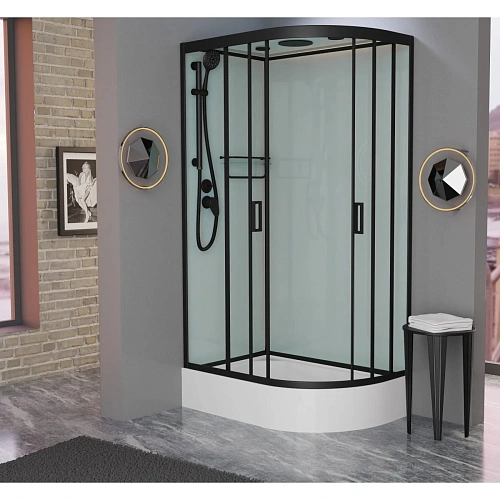 Душевая кабина Frank F412/1L М левосторонняя Black черный профиль матовое стекло 120x80 20066 Душевая кабина Frank F412/1L М левосторонняя Black черный профиль матовое стекло 120x80 20066