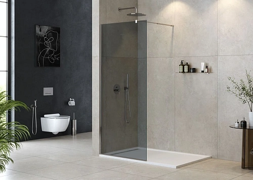 Душевая перегородка CEZARES LIBERTA-L-1-100-GR-Cr 100см стекло тонированное (графит), профиль хром Душевая перегородка CEZARES LIBERTA-L-1-100-GR-Cr 100см стекло тонированное (графит), профиль хром