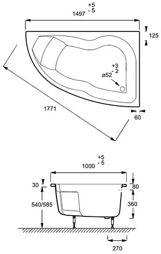 Акриловая ванна Jacob Delafon Micromega Duo 150x100 E5BD1160-00 правая Акриловая ванна Jacob Delafon Micromega Duo 150x100 E5BD1160-00 правая